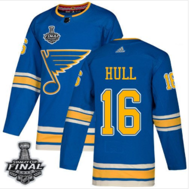 Blues #16 Brett Hull Blau Alternate 2019 Stanley Cup Final Stitched